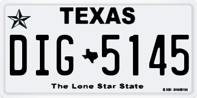 TX license plate DIG5145