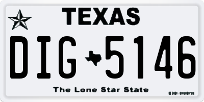 TX license plate DIG5146