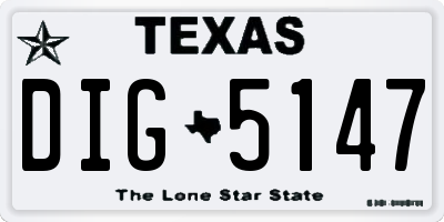 TX license plate DIG5147