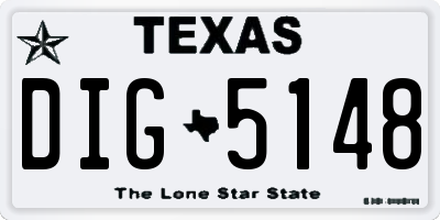 TX license plate DIG5148