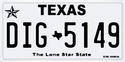 TX license plate DIG5149