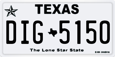 TX license plate DIG5150