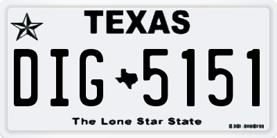 TX license plate DIG5151