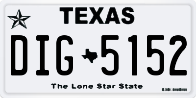 TX license plate DIG5152