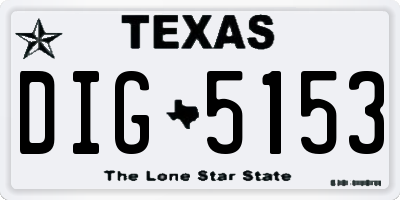 TX license plate DIG5153