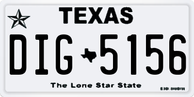 TX license plate DIG5156