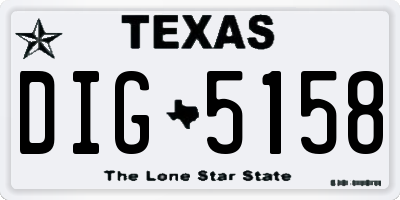 TX license plate DIG5158