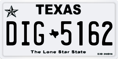 TX license plate DIG5162