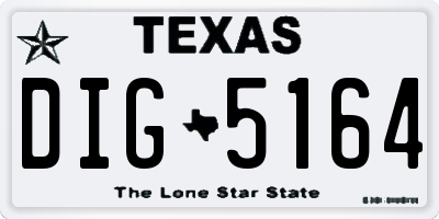 TX license plate DIG5164