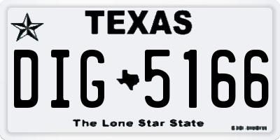 TX license plate DIG5166