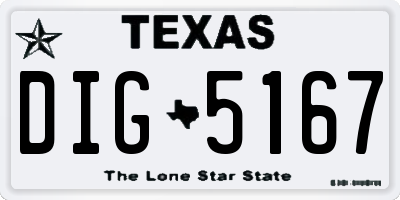 TX license plate DIG5167