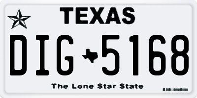 TX license plate DIG5168