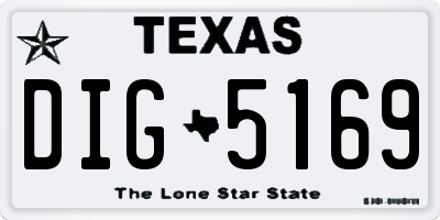 TX license plate DIG5169