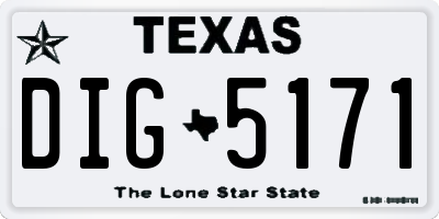 TX license plate DIG5171