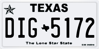 TX license plate DIG5172