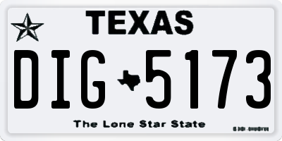 TX license plate DIG5173