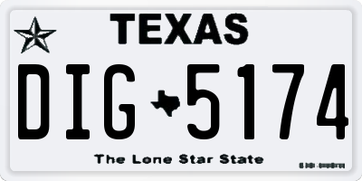 TX license plate DIG5174