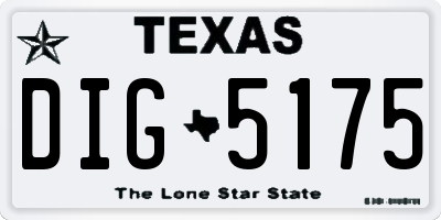 TX license plate DIG5175