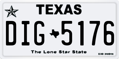 TX license plate DIG5176