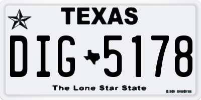 TX license plate DIG5178