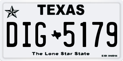 TX license plate DIG5179