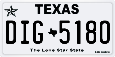 TX license plate DIG5180
