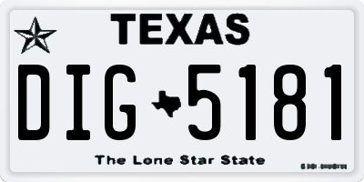 TX license plate DIG5181