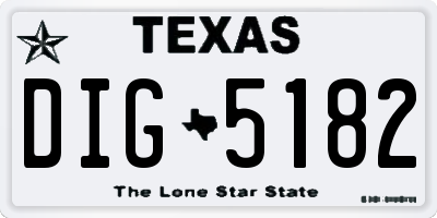 TX license plate DIG5182