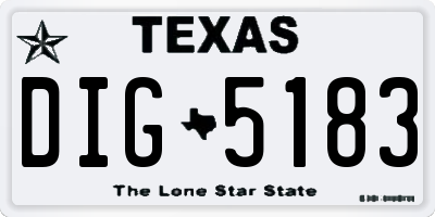 TX license plate DIG5183