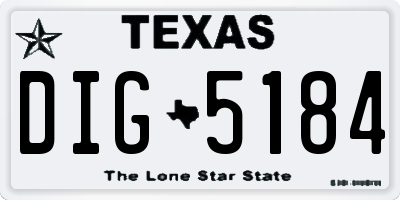 TX license plate DIG5184