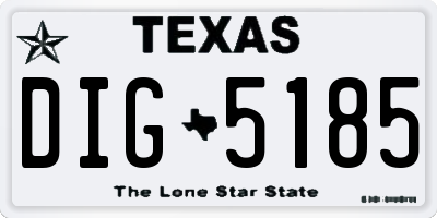TX license plate DIG5185