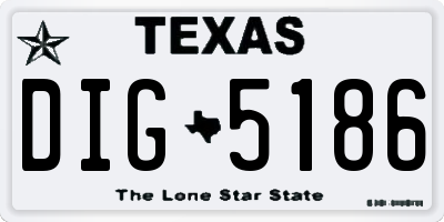 TX license plate DIG5186