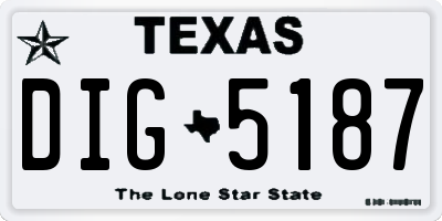 TX license plate DIG5187