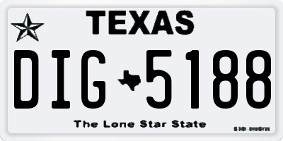 TX license plate DIG5188