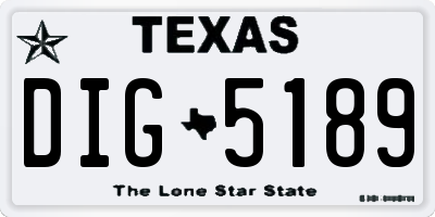 TX license plate DIG5189