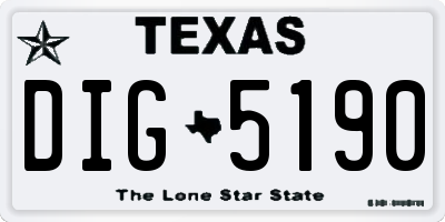 TX license plate DIG5190