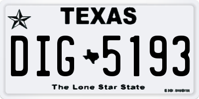 TX license plate DIG5193