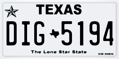 TX license plate DIG5194