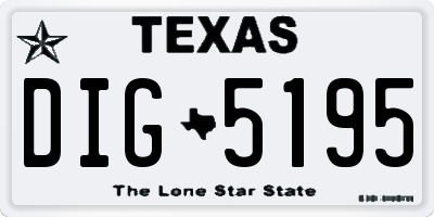 TX license plate DIG5195