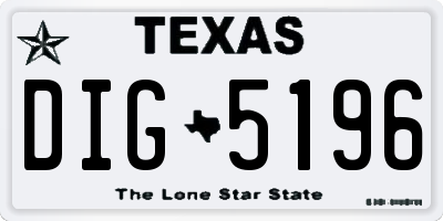 TX license plate DIG5196