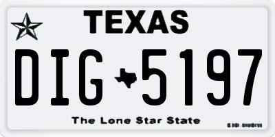 TX license plate DIG5197
