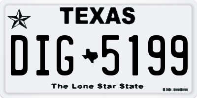 TX license plate DIG5199