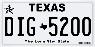 TX license plate DIG5200