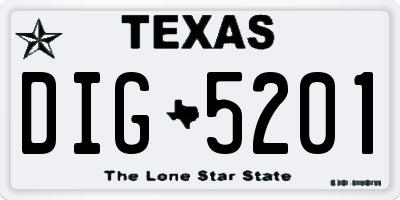 TX license plate DIG5201
