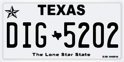 TX license plate DIG5202