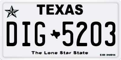TX license plate DIG5203
