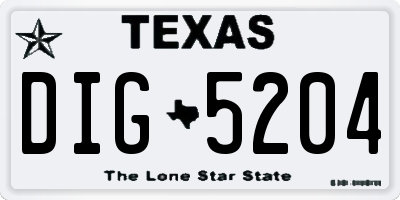 TX license plate DIG5204