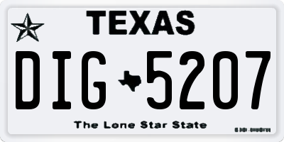TX license plate DIG5207