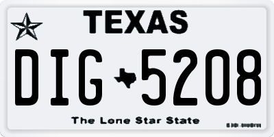 TX license plate DIG5208