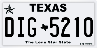 TX license plate DIG5210